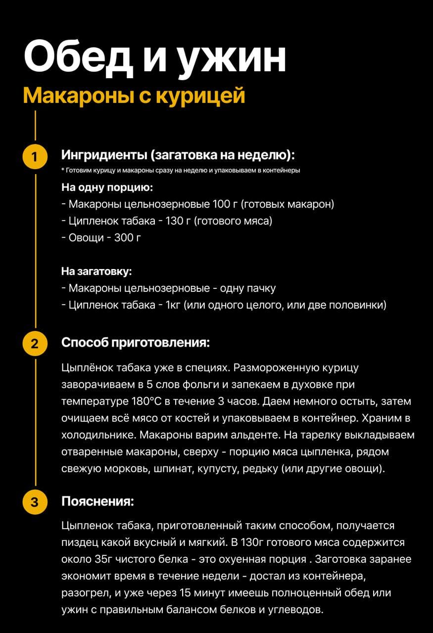 Обед и ужин - Макароны с курицей